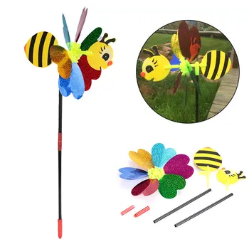 SOLEDI Plastové 3D Bee veterný Mlyn Záhradný Dekor Vonku Krásne Větrník Trávnik Hmyzu Farba Náhodné Krásne Whirligig Hračka Dvore
