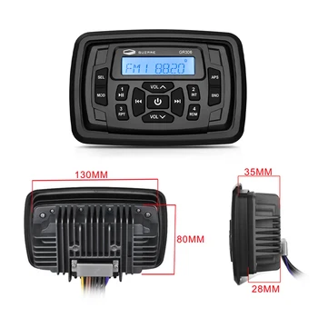 Morské Rádio Stereo Bluetooth Zvukový Systém Auto Prijímač FM AM MP3 Prehrávač+3 Palcový Nepremokavé Morských Reproduktor+USB Loď Audio Kábel