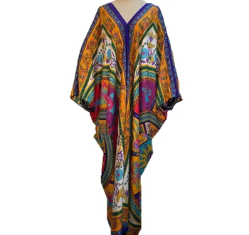 Európska vytlačené Slovenského Hodvábu kaftan maxi šaty Zdarma Veľkosť Afrických žien, večierok abaya Župan Plášte