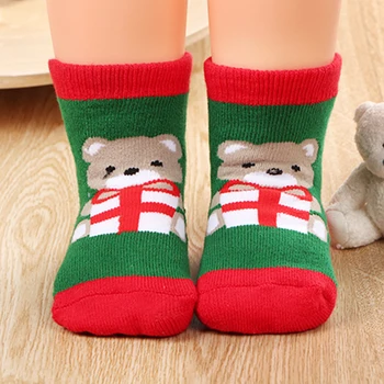 1 pár Bavlna Baby Ponožky Vianočný dizajn Poschodí Ponožky Santa Claus, Vianočné deti Krátke Ponožky Snowflake Elk Medveď Ponožka