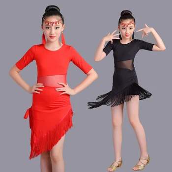 Detské latinské tanečné šaty nové strapec letné dievčenské tanečné oblečenie súťaže kostýmy detí praxi uniformy Siamské