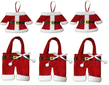 Ručné Malé Oblečenie Nohavice Tvarované Vianočné Príbory Vyhovovali Striebro Držiak na Nože a Vidličky Vrecká