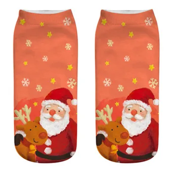 Vianočné Ponožky 2019 Ženy Santa Claus Snehuliak Vytlačené Roztomilé Ponožky Zimné Jeseň Teplá Bavlnená Členok Ponožka Skarpetki Dropship #
