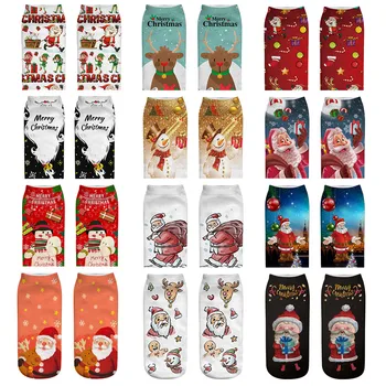 Vianočné Ponožky 2019 Ženy Santa Claus Snehuliak Vytlačené Roztomilé Ponožky Zimné Jeseň Teplá Bavlnená Členok Ponožka Skarpetki Dropship #