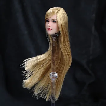 SUPER DUCK SET043 1/6 Elf Hlavu Sculpt Blond Vlasy Dievča Hlavu Rezbárstvo s Vymeniteľnými Ucho Uchytenie 12