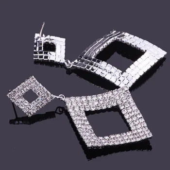 FARLENA Šperky, Strieborné Pozlátené Rhombic Drop Náušnice vložkou so Žiarivými Kamienkami pre Nevesta Svadobné Príslušenstvo