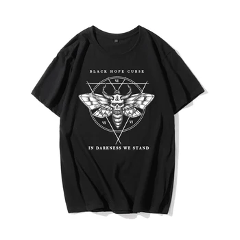 Gotický Satan Diabol Čierna Tmavo List Grunge Tees Vintage Punk Lete Harajuku ženy zábava Príležitostné O-krku Veľké Sleeve T-Shirt