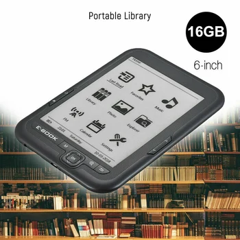 6 Palcový 16GB Ebook Reader E-Ink Kapacitný E Knihy Svetlo Eink Sn E-Book E-Ink E-Čítačka, MP3 so Prípade, WMA, PDF, HTML