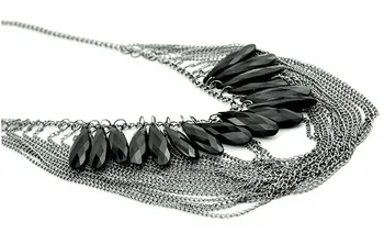 Ženy Módne Šperky Multi Vrstvy Black Strapce Luxusný Hliníkový Prívesok Vyhlásenie Očarujúce Náhrdelník Prívesky Reťazca
