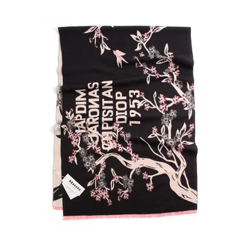 Nové módne zimné kvetinový list pobočky cashmere pashmina šatky ženy hrubé teplé vlnené deky šatku, šál zábaly 190*70 cm