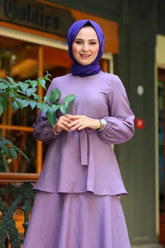 Moslimské Vrstvený Zhromaždené Podrobné Šaty Moslimských Sady Žena Dlhé Šaty, Hidžáb Abayas Ženy Islamskej Európskej Oblečenie Župan