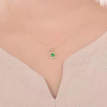 Žltá Zlatá Farba strieborná emerald prívesok s hviezdičkový 4 mm * * * * 5 mm prírodné emerald náhrdelník s príveskom, pevná strieborná emerald šperky darček