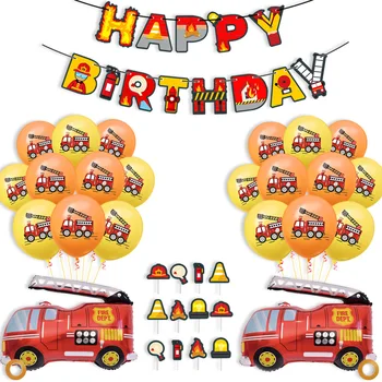 Požiaru Truck Tému Party Balón Banner Nastaviť pre Dieťa Deti Narodeniny Dieťa Sprcha Dekorácie hasičské Fóliový Balón Nastaviť