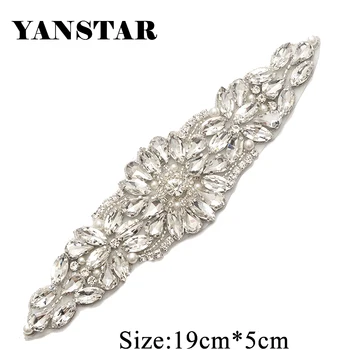 YANSTAR(30pcs) Veľkoobchodný Svadobný Rose Gold Crystal Kamienkami Appliques Žehlička Na Svadobné Šaty Krídla YS934
