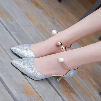 2020 novej dámskej módy flitrami korálkové matný poukázal stiletto príliv wild jednej topánky