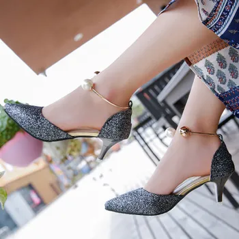 2020 novej dámskej módy flitrami korálkové matný poukázal stiletto príliv wild jednej topánky