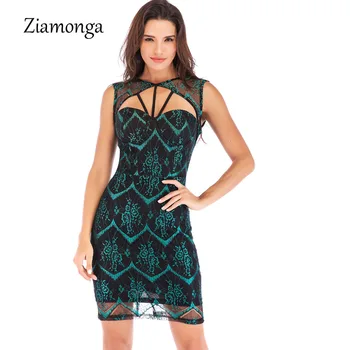 Ziamonga Nový Vintage Duté Z Kvetinovej Čipky Obväz Šaty Elegantné Ženy Bez Rukávov Lete Elegantné Party Sexy Šaty Vestidos Župan