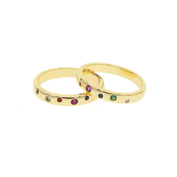 2019 módne zlatá farba zapojenie kapela prstene pre ženy pripraviť rainbow kubický zirkón crystal classic ženské šperky Bague na Prst