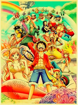 Luff Chcel JEDEN KUS Japonskom Anime Plátno na Maľovanie Vintage Stenu Obrázok, Kraft Plagát Potiahnuté Samolepky na Stenu Domáce Dekorácie Darček