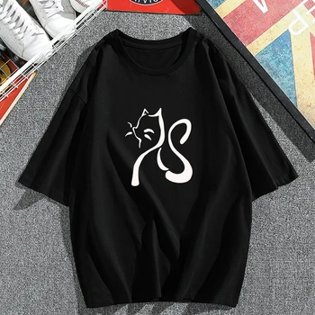 Láska, Priateľstvo Mačka Dizajn Ženy Bavlna Bežné Vtipné Tričko Mladé Dievča, Ružová Ženy Darček T-shirt 4 Farby Drop Shipping Japonskej