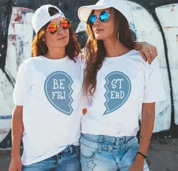 YEMUSEED Ženy T-shirt Najlepší Priateľ List Lásky Tlač T-shirt Krátkym rukávom Topy FFV376