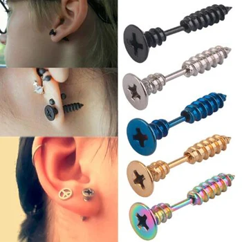 Unisex Ženy Muži Náušnice Z Nehrdzavejúcej Ocele, Piercing Na Nechty Skrutku Kríž Lebky Stud Náušnice Punk Helix Ear Piercing Módne Šperky