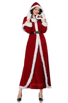 Deluxe Classic Pani Claus Vianočný Kostým Xmas Party Santa Claus Cosplay Ženy Červené Šaty