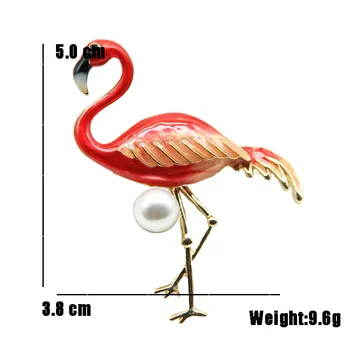 RHao Unisex Zvierat Brošne 3 farby Zvoliť Smalt Červená Flamingo Vták Brošňa pre Ženy a Mužov Vták Žeriav oblečenie, šperky kolíky