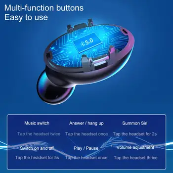 Bluetooth 5.0 Slúchadlá HiFi Stereo HD Hovor IPX7 Nepremokavé In-ear TWS Mini Športové Bezdrôtové Slúchadlá s 2000mAh Plnenie Prípade