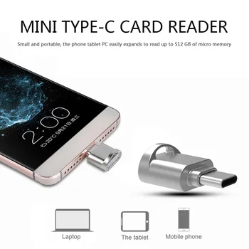 Prenosné USB Typu C TF Card Reader Čítačka Pamäťových Kariet pre Telefón, Tablet PC Hot Predaj Kariet Jemná Textúra