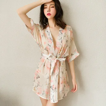 Letné Šifón Kimono Sexy Šaty Ženy, Svadobné Svadobné Pás Vaňa Pyžama Župan Sleepwear 5 Farieb Nightdress Župan Nightgown