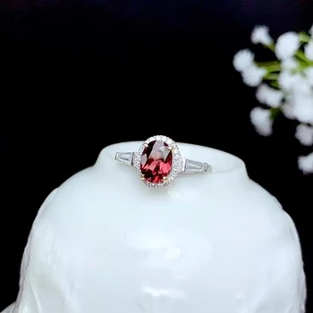 CoLife Šperky Prírodný Granát Krúžok pre Denné Nosenie, 5mm*7mm Červené Víno Granátovej Strieborný Prsteň 925 Striebro, Granát, Šperky