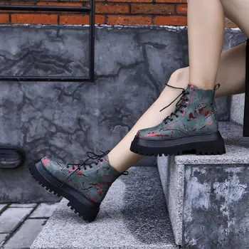 Európska stanice 2020 nové módne hrubé-soled Martin topánky dámske platformy graffiti priedušná príliv obuv jeseň/zima Joker