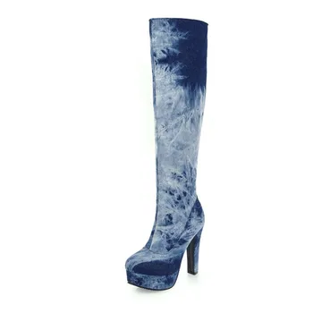 Smeeroon zip jeseň zimné čižmy nad kolená, topánky pre ženy super vysoké podpätky ženy topánky topánky platformu veľká veľkosť 33-43