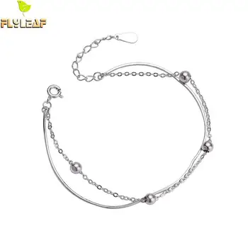 Flyleaf Dvojvrstvové Korálky Reálne 925 Sterling Silver Náramky Pre Ženy Móda Jemné Šperky, Náramky & Bangles Osobné