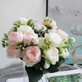 30 cm Ruža Ružová Hodváb Kytice Pivónia Umelé Kvety DIY Nevesta Svadobné Domáce Dekorácie Falošné Kvety Umelé Vianočné Ruže Kvety