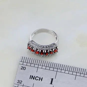 Nádherný Červený Granát Biela CZ 925 Sterling Silver Ring Pre Ženy, Svadobné/Angažovanosť/Party/Dary Krúžok