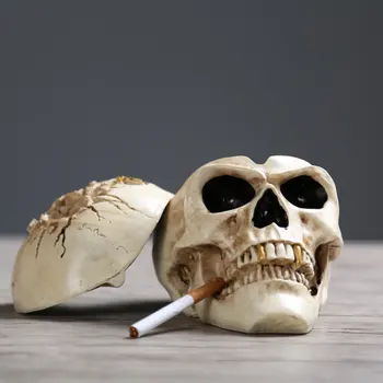 Lebka Cigaretu Popolník Tvorivé Halloween Horror Dekorácie Živice Fajčenie Popolník Pre Autá A Domov Stôl