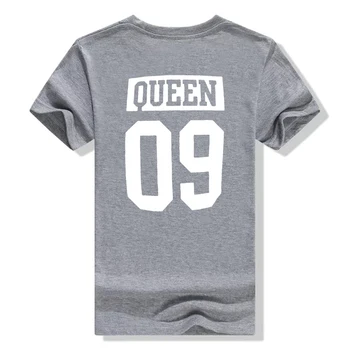 Bavlnené Tričko v Lete Ženy Muži T-shirt Street Style Páry Tee Unisex Zábavné Vytlačiť Milovníkov Topy Kráľ, Kráľovná 09 Tričko Plus Veľkosť