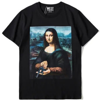 Vysoká 2020 Punk Nové Muži Móda, Tričká Mona Lisa Revolver T-Shirt Hip-Hopu, Skateboard, Street Bavlna T-Shirts Tee Top #J31