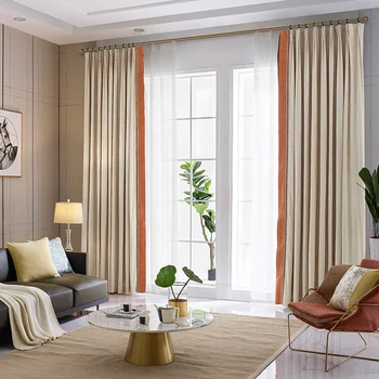 Vlastné opony Nordic modernej Jednoduchosti x izba, obývacia izba čipky Béžová oranger bavlna tieňovanie spálňa zatmenie opony prikryť M928