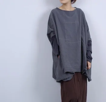 Japonský Mori Dievča Harajuku Bavlna Top Tričko Vytiahnuť Femme Hiver Dlhý Rukáv Voľné Košele Ropa Mujer Tunika Ženy Novinka Oblečenie