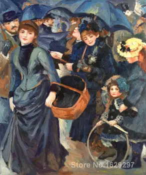 Plátno reprodukcie podľa Pierre Auguste Renoir Dáždniky, wall art ručne maľované Vysokej kvality