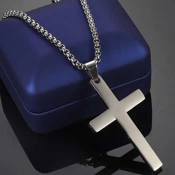 Ocele Tón kríž náhrdelník prívesok mužov z nehrdzavejúcej ocele módne Christian náhrdelník hip hop, punk zlata reťazca náhrdelník darčeky pre mužov