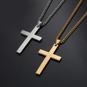 Ocele Tón kríž náhrdelník prívesok mužov z nehrdzavejúcej ocele módne Christian náhrdelník hip hop, punk zlata reťazca náhrdelník darčeky pre mužov