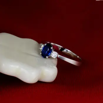 Pevné 18K/Au750 Biele Zlato Prírodné Blue Sapphire Prsteň Diamantový Zásnubný Sapphire Krúžok Na Predaj WU220