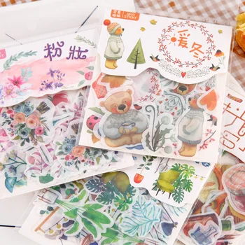 40 ks/taška 24 vzory D denník nálepky zápisník v sekcii teplé zimné série Japonských roztomilý kreatívne grafické efekty nálepky dary