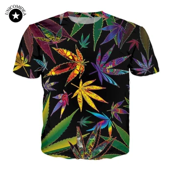 Unisex 3D Burín List T Tričko Zelenej Listovej Funny T-shirt Lete Hip Hop Ležérny Top Tees Módne T-Shirts Street Oblečenie Plus Veľkosť