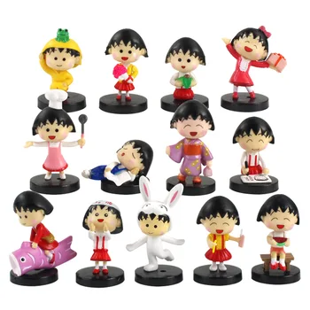 13pcs/set Anime Chibi Maruko-Chan Kreslený Obrázok Hračky, Kreslené Cosplay Dievčatá Roztomilý Mini Model Bábiky Hračky Darček