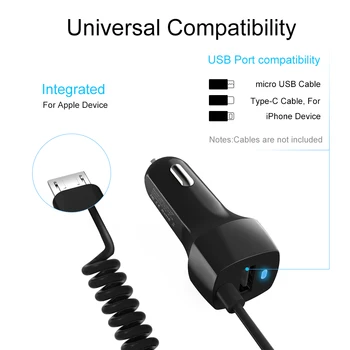 Univerzálnu Auto Nabíjačku s Káblom Mobil USB Rýchlo Nabíjačka Pre iPhone 6 6 7 8 Plus Pre iPhone Duálny USB Nabíjačka do Auta, Adaptér